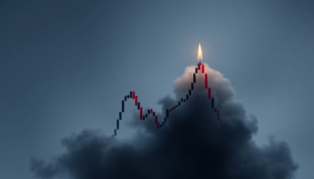 Торговля по свечной модели Завеса из темных облаков. - иллюстрация