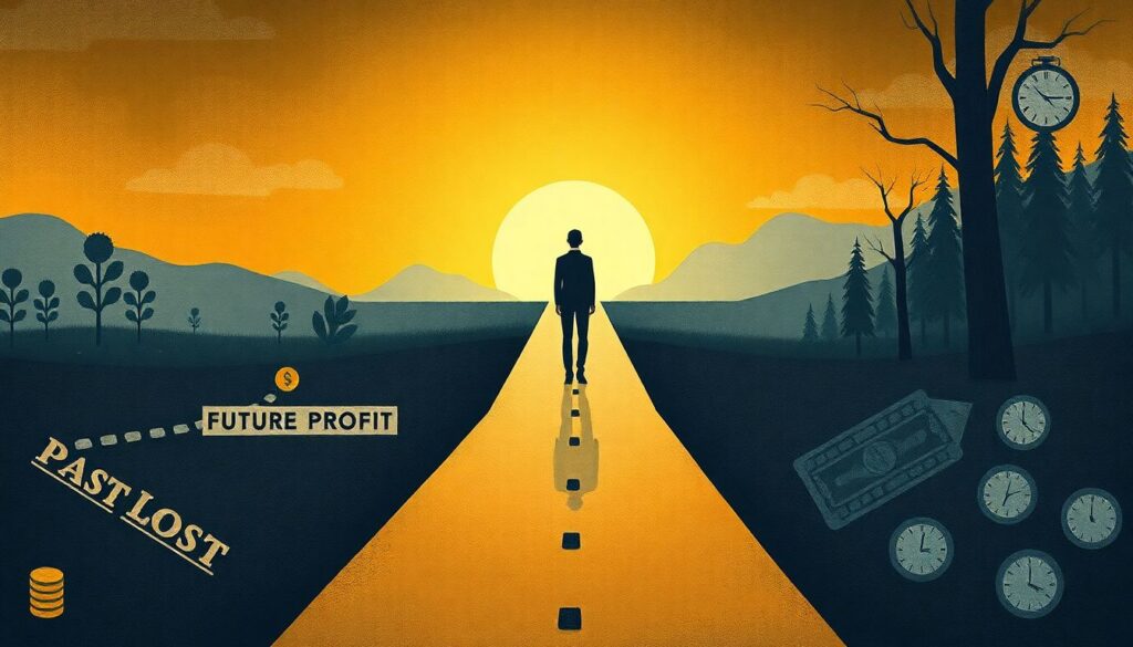 Что такое затратное заблуждение (sunk cost fallacy) и как оно заставляет держать убыточные позиции. - иллюстрация